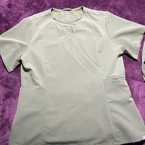 Figs Dark Olive Henley Slim Scrub Top size L EUC